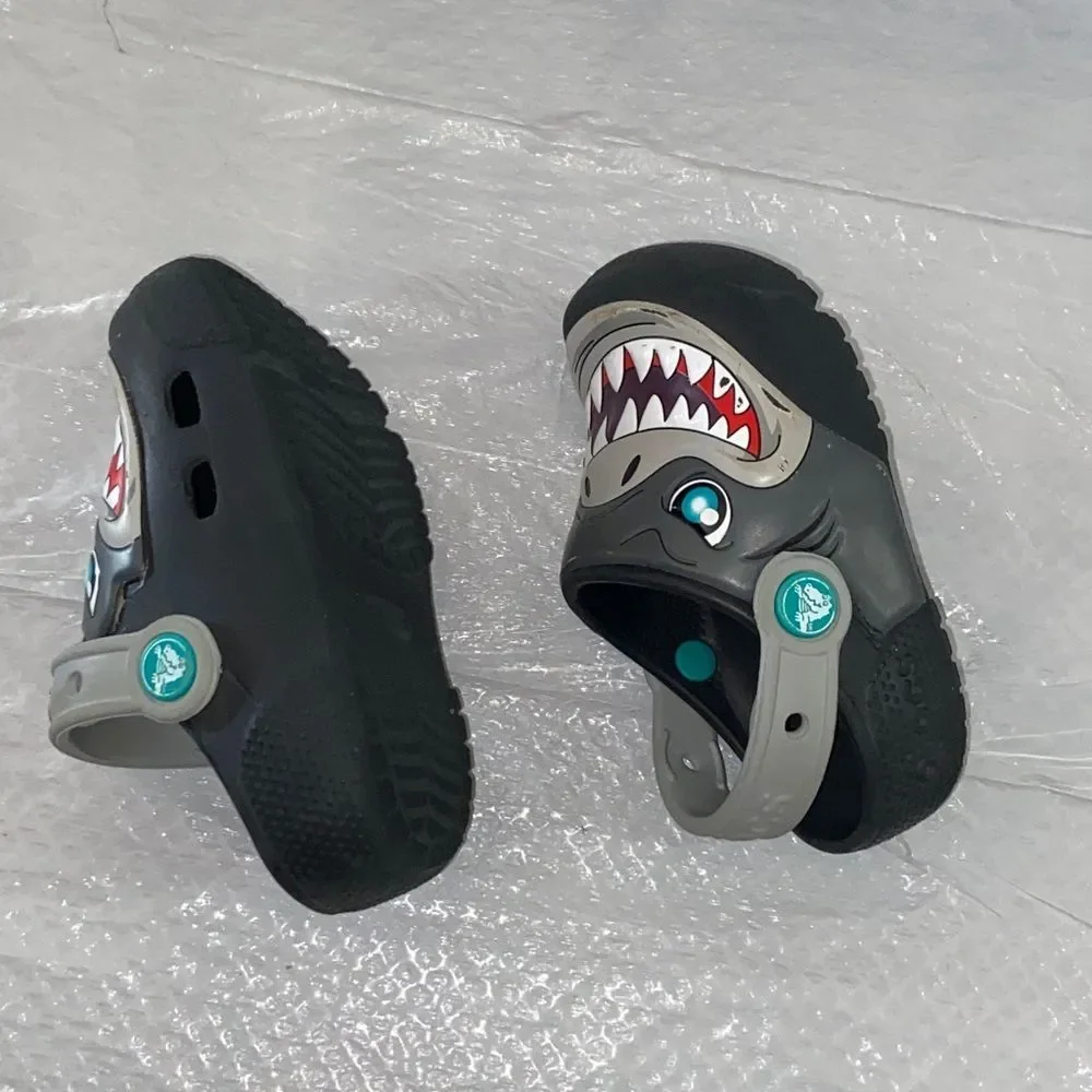 Kids Shark Clogs - Gray and Black C 8